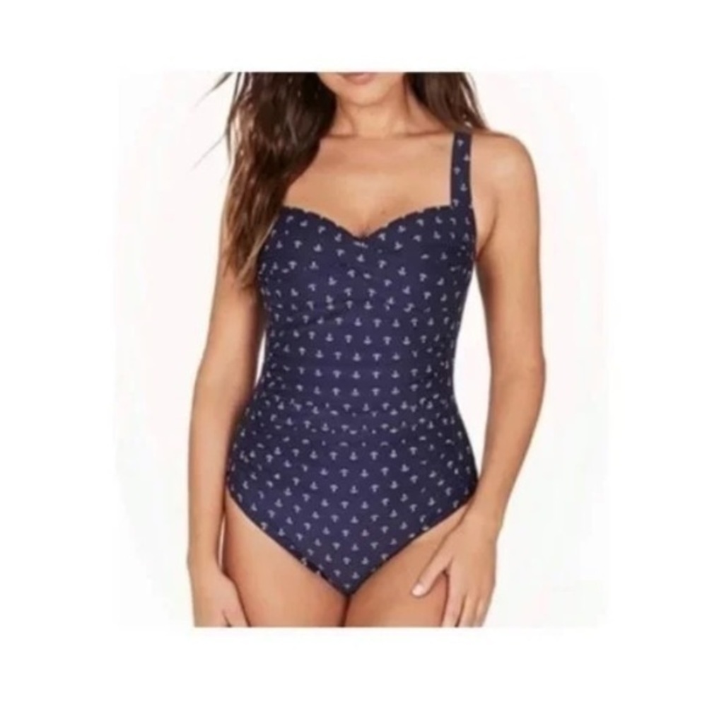 Niptuck Swim  Nautical Anchor Tummy Control One Piece Swimsuit size 8